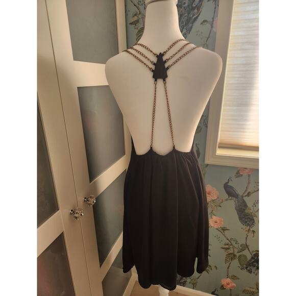 Elegant Black Chain Strap Mini Dress – Open Back Cocktail Party Dress - S - Picture 4 of 8